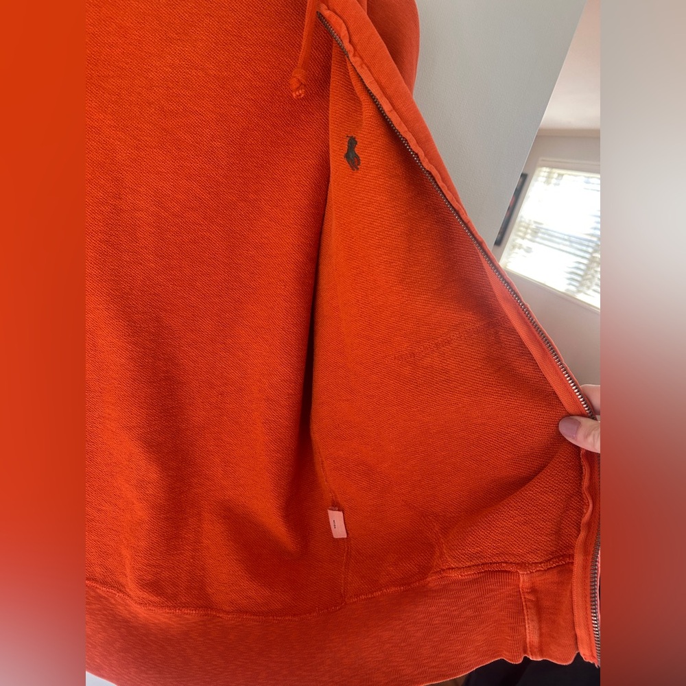 Y2K POLO RALPH LAUREN Orange Full Zip Hoodie Jacket Preppy Mall Casual | Men’s S - Picture 11 of 15